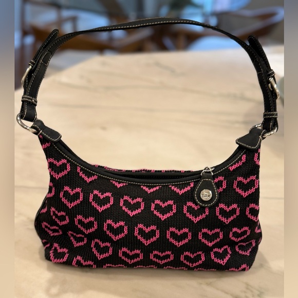 The Sak Handbags - The Sak Knit Black and Pink Heart Shoulder Bag